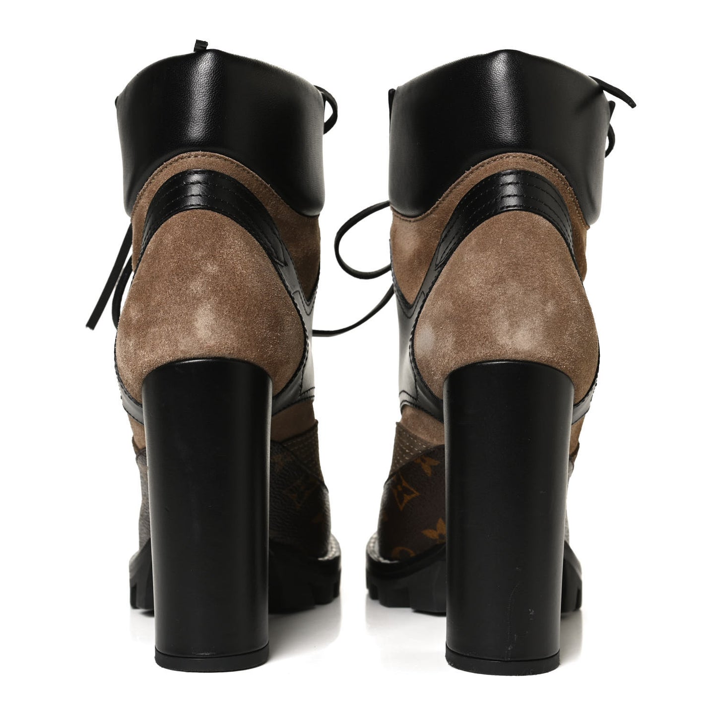 Suede Calfskin Monogram Star Trail Ankle Boots 38.5 Khaki