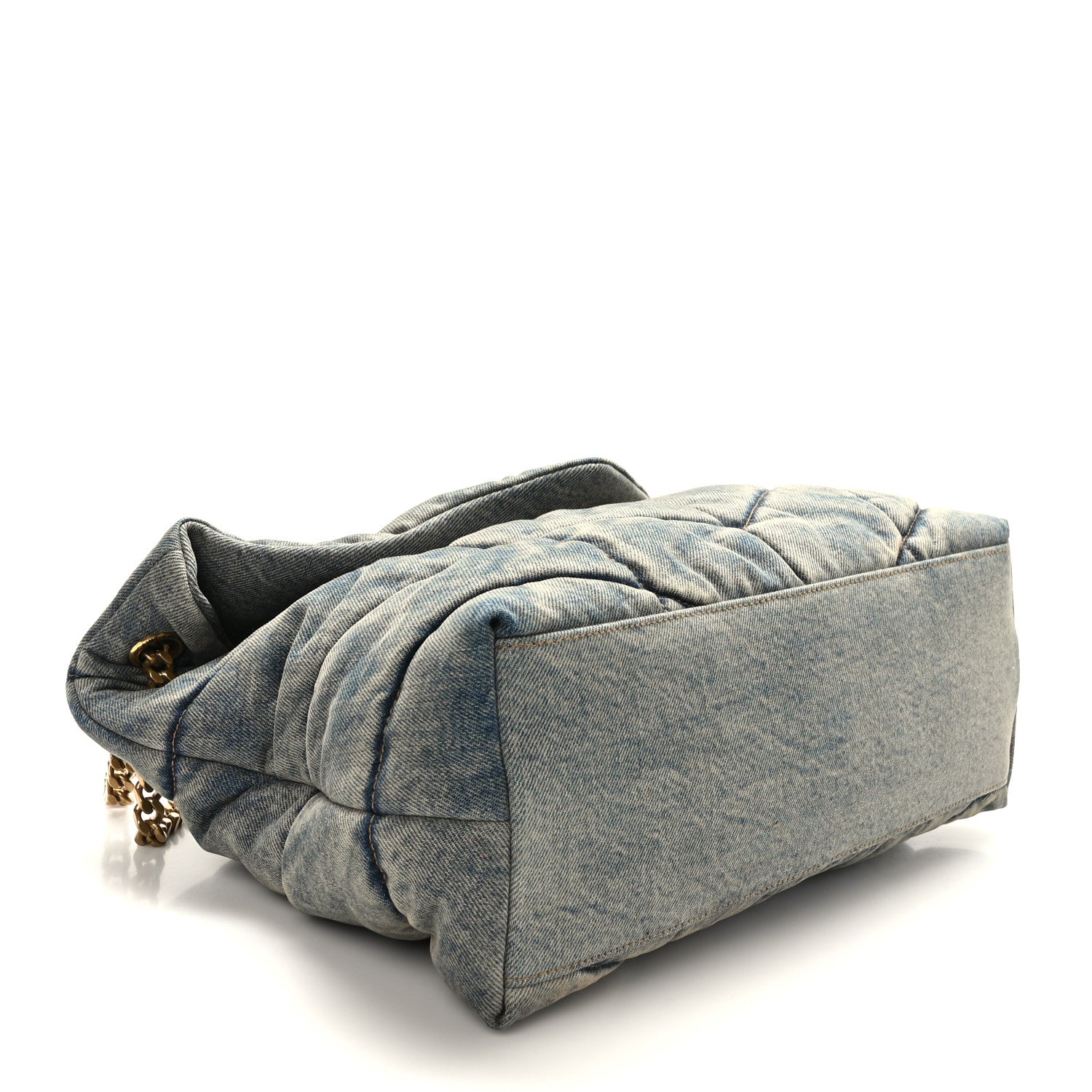 Saint Laurent Denim Quilted Medium Loulou Puffer Monogram Chain Satchel Blue Cinnamon 4 of 9