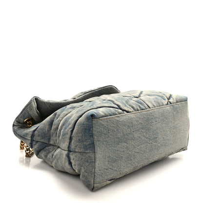 Saint Laurent Denim Quilted Medium Loulou Puffer Monogram Chain Satchel Blue Cinnamon 4 of 9