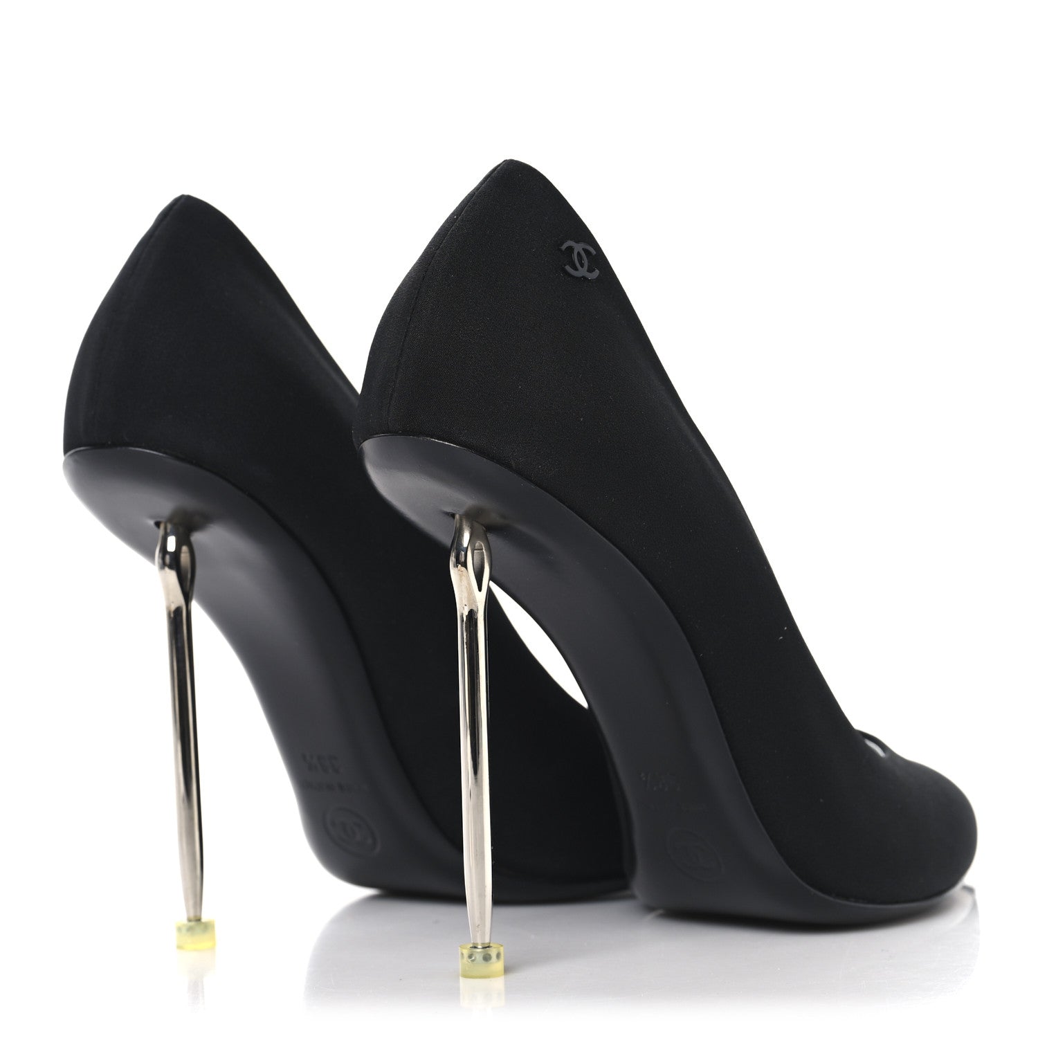 Chanel Silk Crepe CC Pumps 38.5 Black 5 of 10