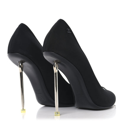 Chanel Silk Crepe CC Pumps 38.5 Black 5 of 10