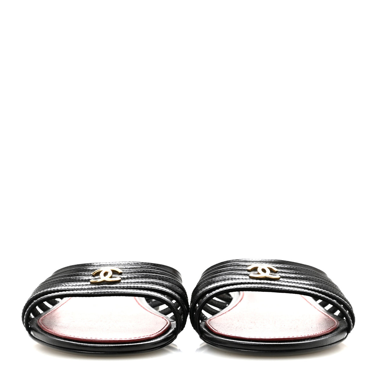 Chanel Goatskin CC Sandals 38.5 Black 3 of 8
