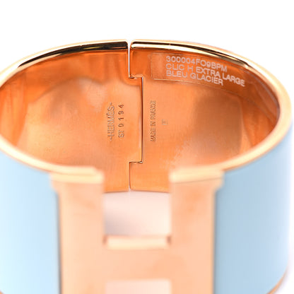 Hermes Enamel Extra Wide Clic Clac H Bracelet PM Bleu Glacier 5 of 5