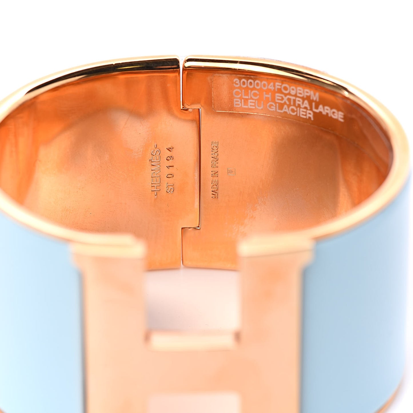Enamel Extra Wide Clic Clac H Bracelet PM Bleu Glacier