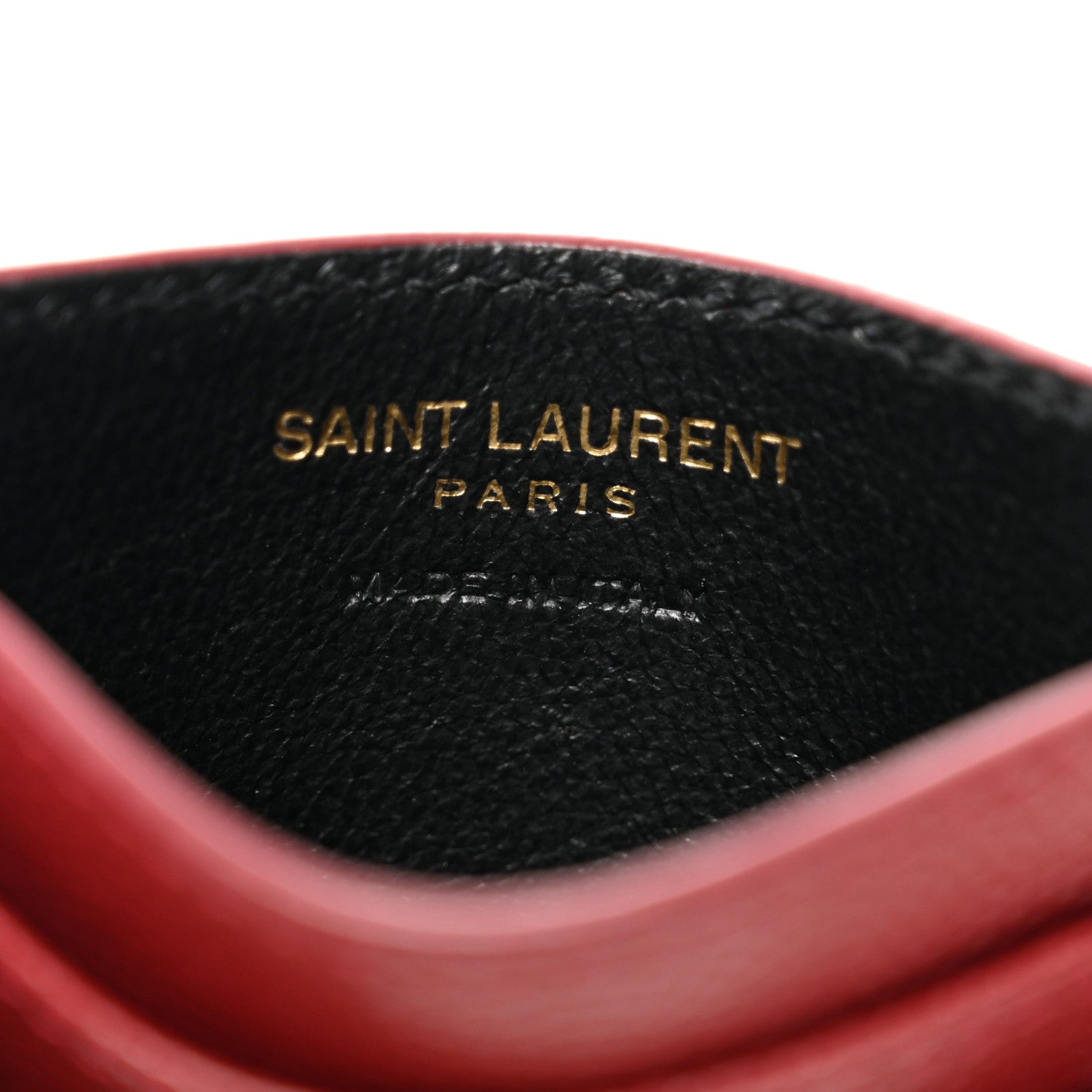 Saint Laurent Grain De Poudre Matelasse Chevron Monogram Credit Card Case Opyum Red 7 of 9
