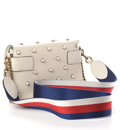 Gucci Nappa Pearl Studded Mini Queen Margaret Broadway Shoulder Bag Mystic White 3 of 9