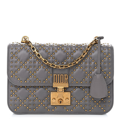 Christian Dior Lambskin Cannage Studded Dioraddict Flap Bag Grey 1 of 12