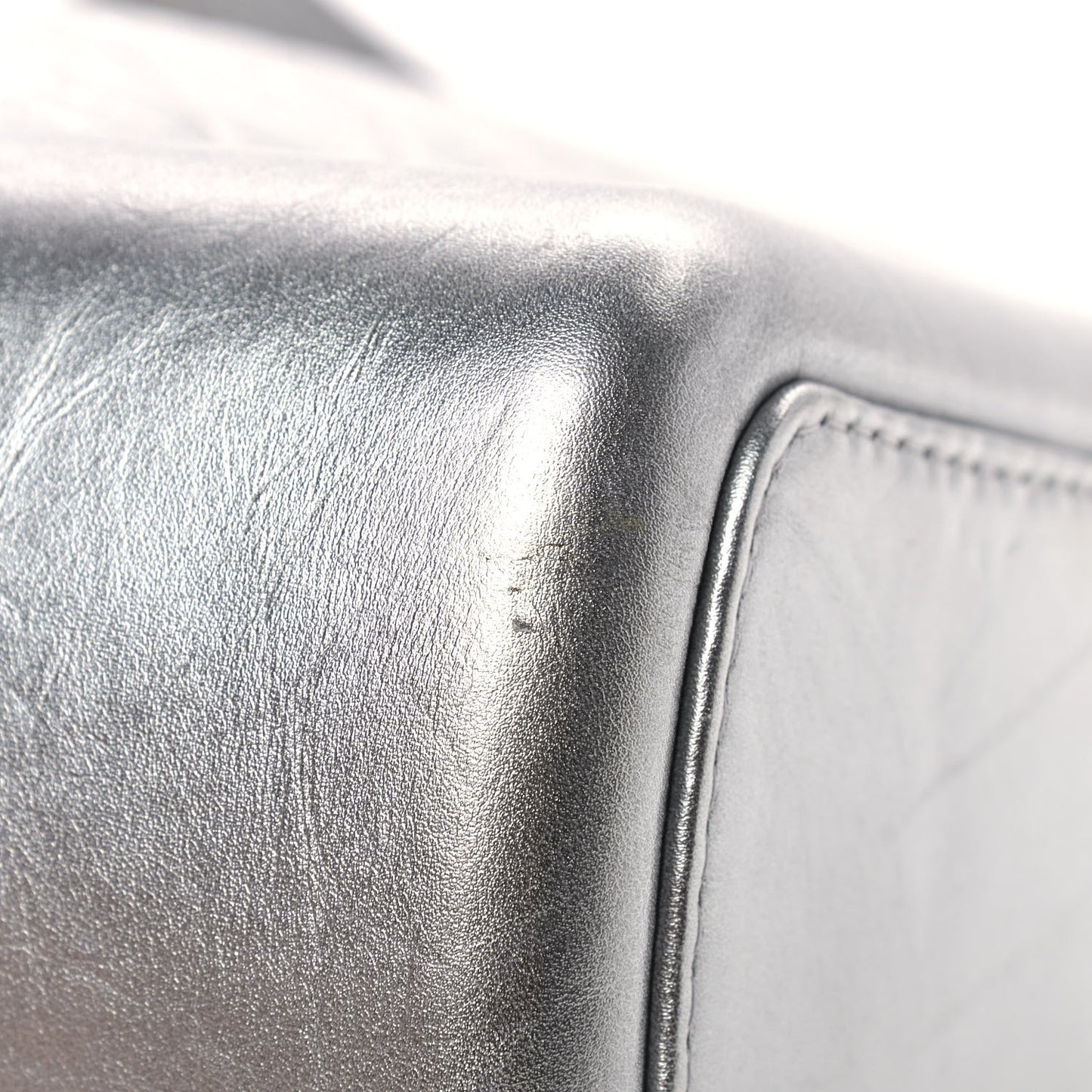Metallic Lambskin Calfskin Quilted Large Gabrielle Hobo Silver