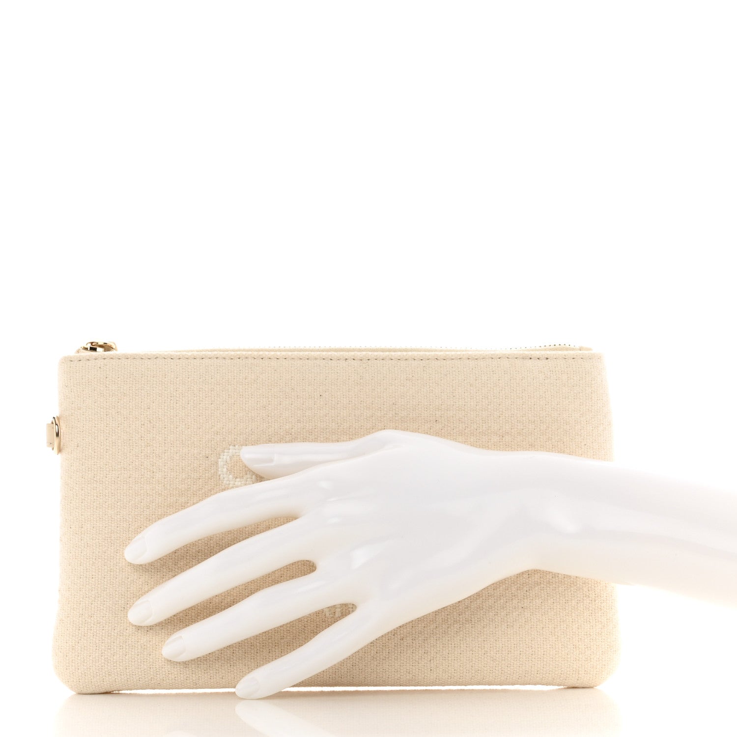 Chanel Mixed Fibers Small Deauville Pouch White 2 of 6