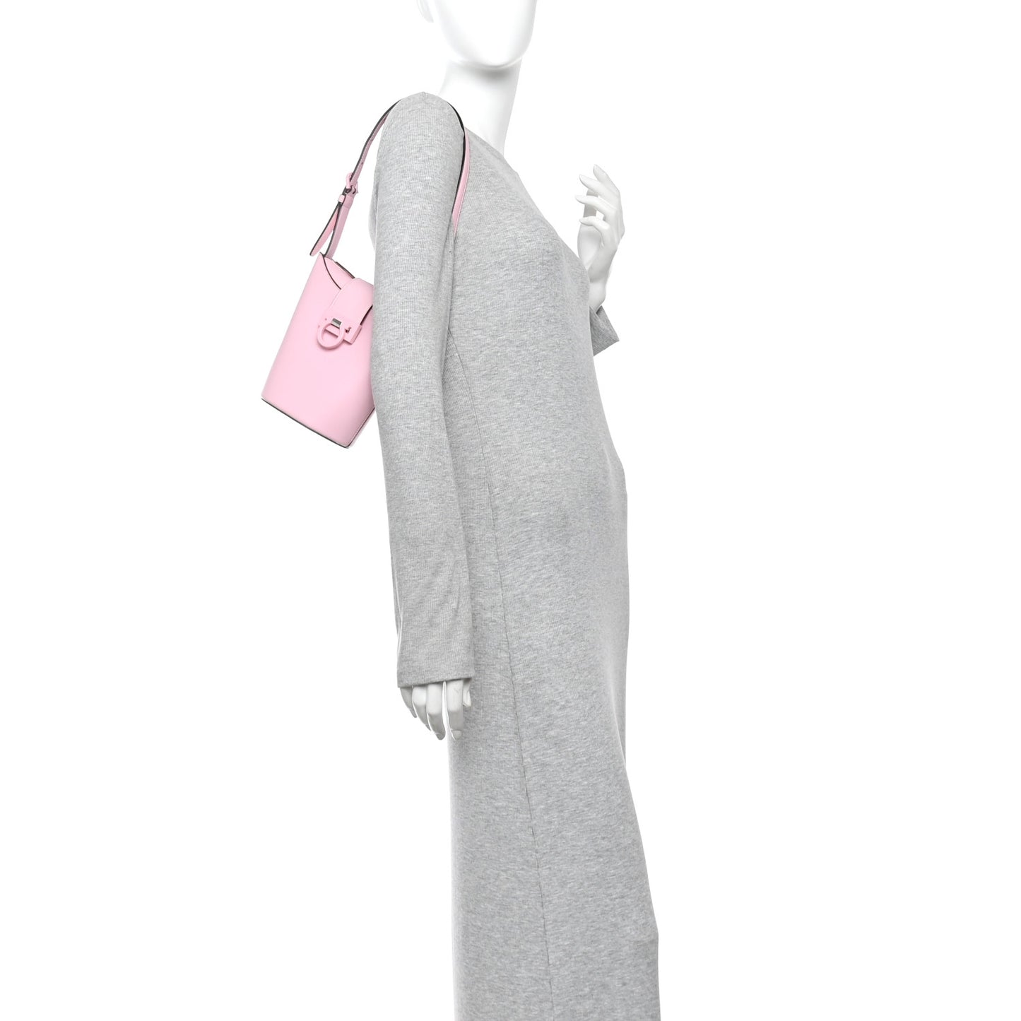 Calfskin Small Trifolio Bucket Shoulder Bag Cheerleader Pink