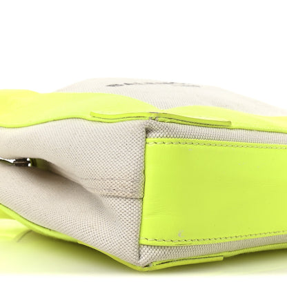 Balenciaga Cotton Canvas Satin Calfskin Navy Cabas XS Natural Fluo Yellow 5 of 12
