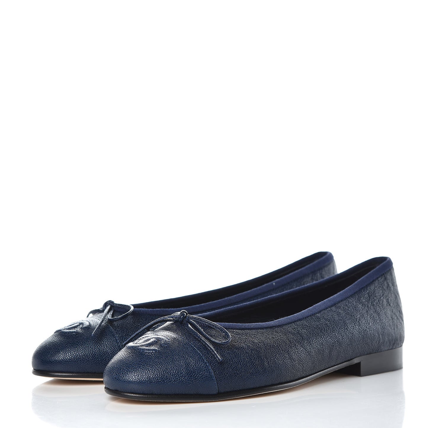 Caviar Cap Toe Ballerina Flats 36.5 Navy