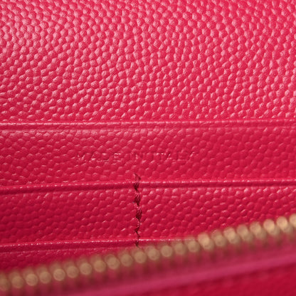 Saint Laurent Grain De Poudre Matelasse Chevron Monogram Chain Wallet Bubblegum 9 of 9