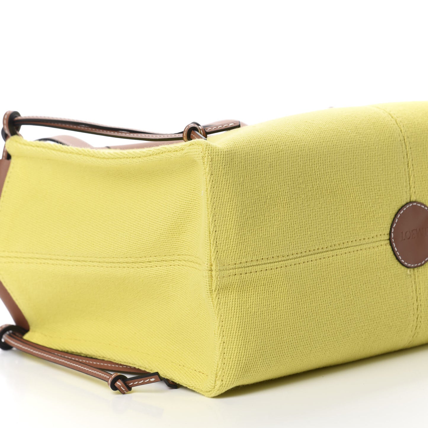 Canvas Calfskin Cushion Tote Yellow