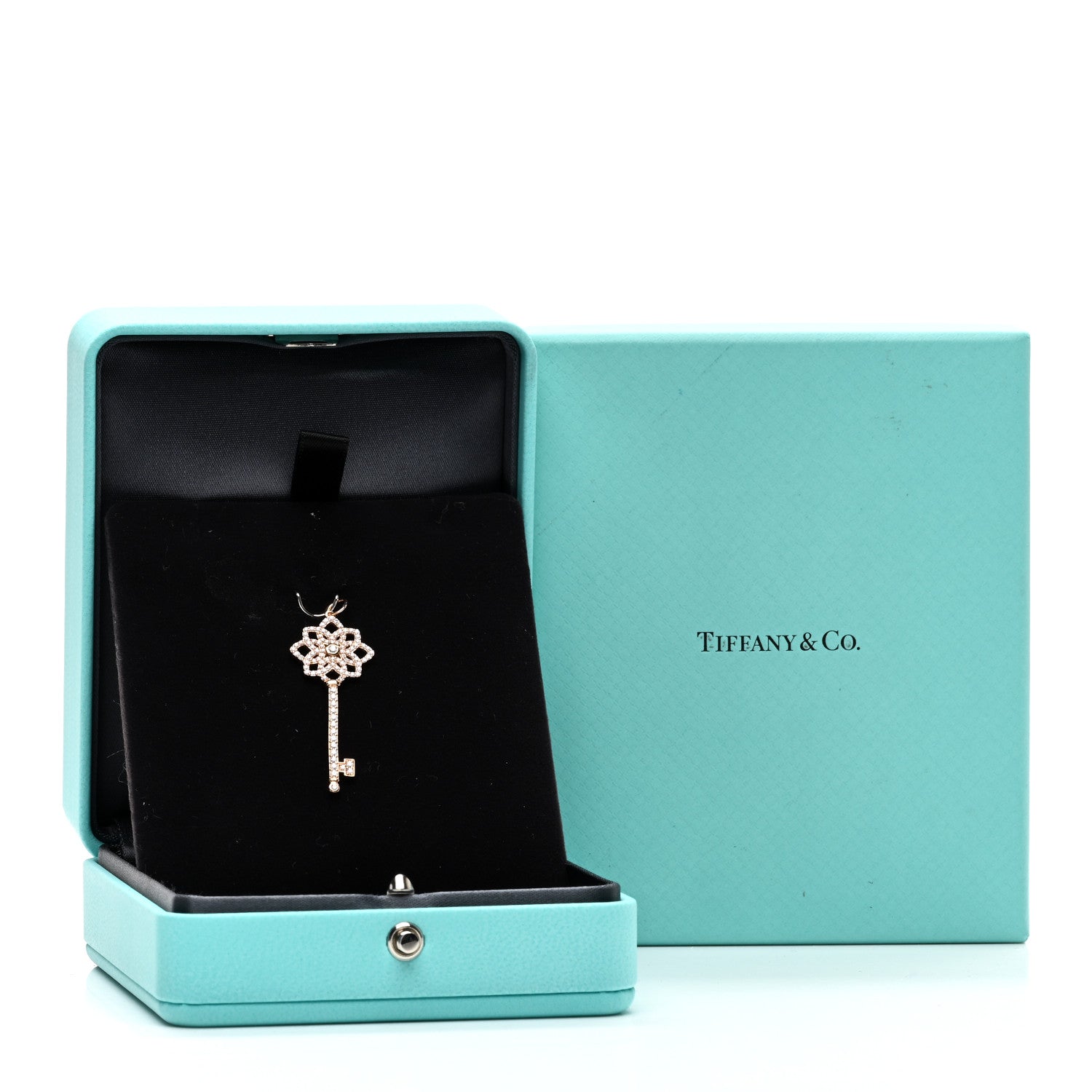 Tiffany 18K Rose Gold Diamond Medium Woven Key Pendant 4 of 4