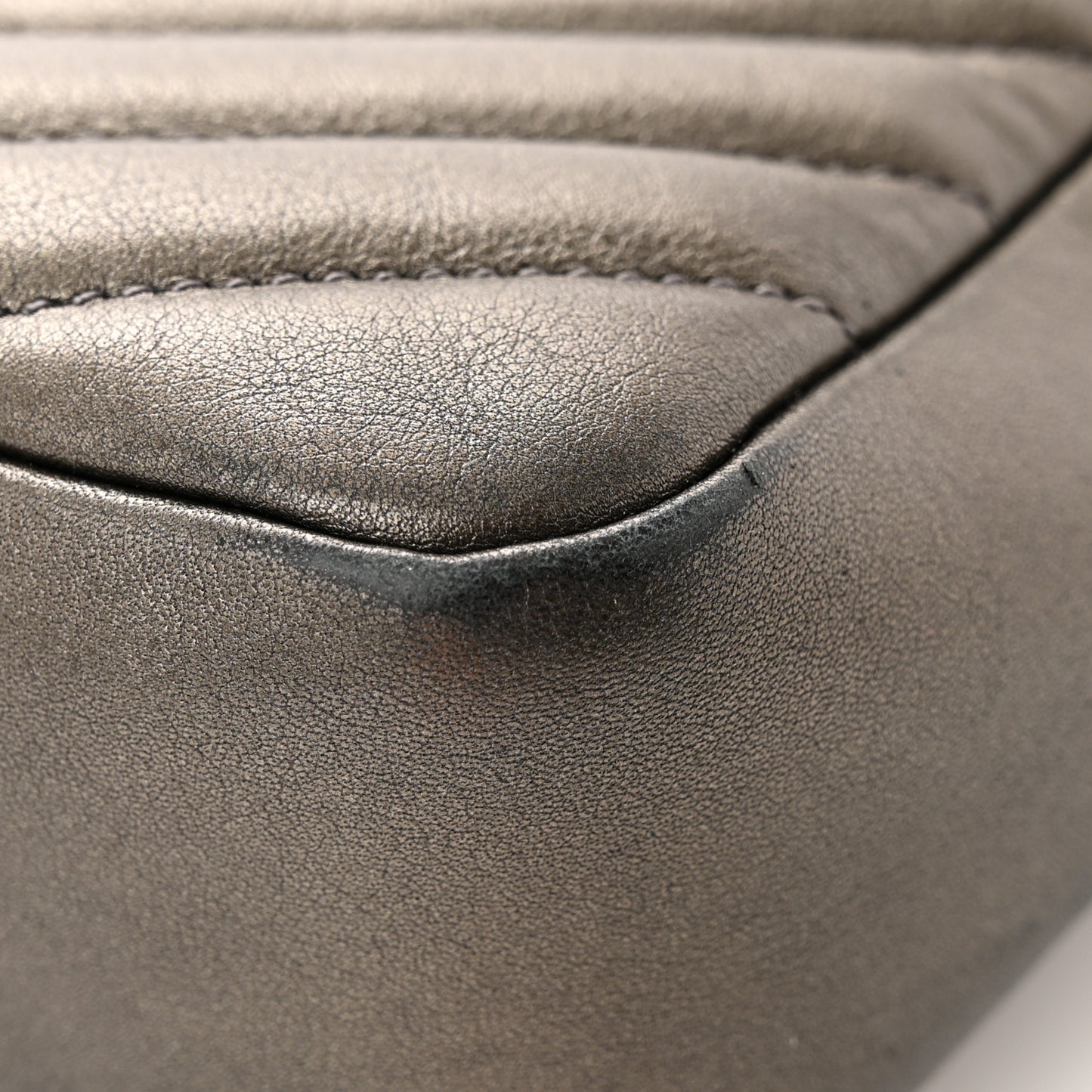 Metallic Calfskin Matelasse Monogram Lou Camera Bag Silver