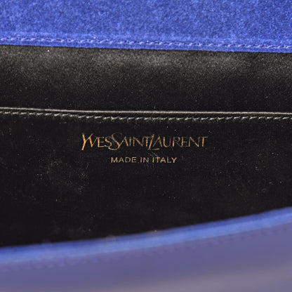 Saint Laurent Patent Calfskin Monogram Large Belle De Jour Clutch Royal Blue 6 of 11