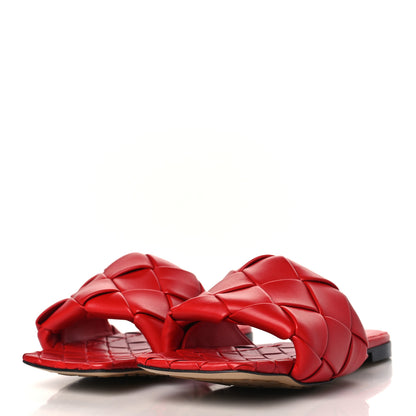 Bottega Veneta Nappa Maxi Intrecciato Lido Flat Sandals 37.5 Bright Red 3 of 8