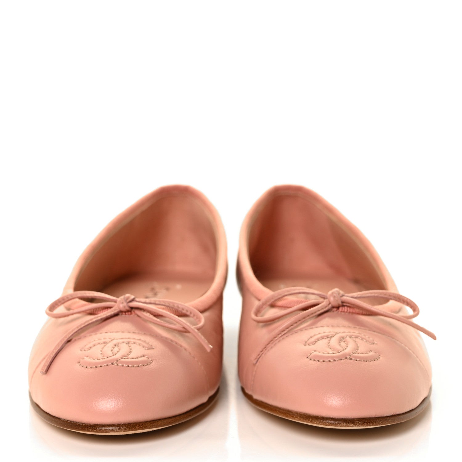 Chanel Crumpled Calfskin Cap Toe CC Ballerina Flats 36.5 Powder Pink 2 of 8