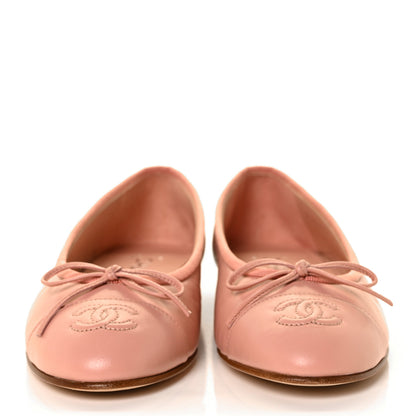 Chanel Crumpled Calfskin Cap Toe CC Ballerina Flats 36.5 Powder Pink 2 of 8