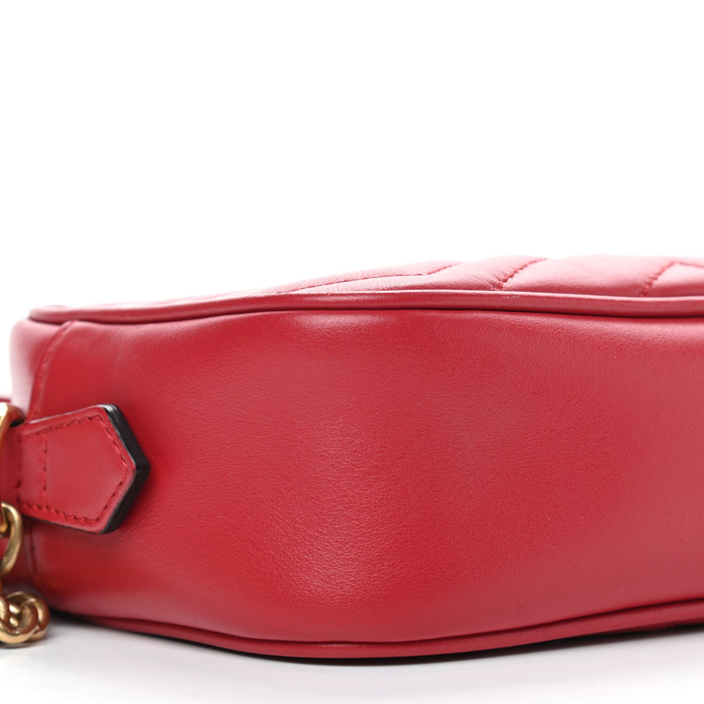 Calfskin Matelasse Mini GG Marmont Chain Shoulder Bag Hibiscus Red