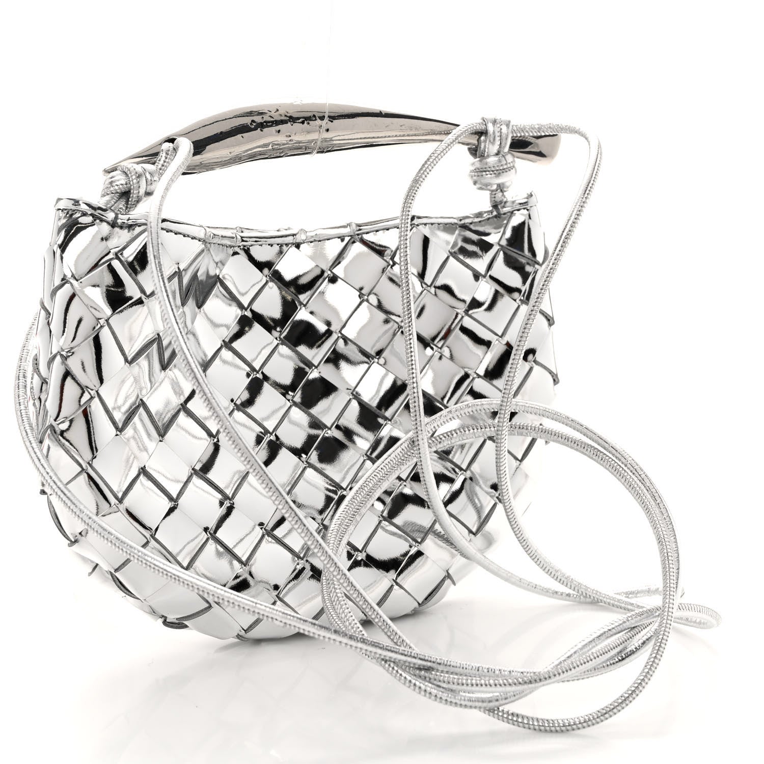 Bottega Veneta Mirror Laminated Nappa Intrecciato Mini Sardine Bag Silver 3 of 9