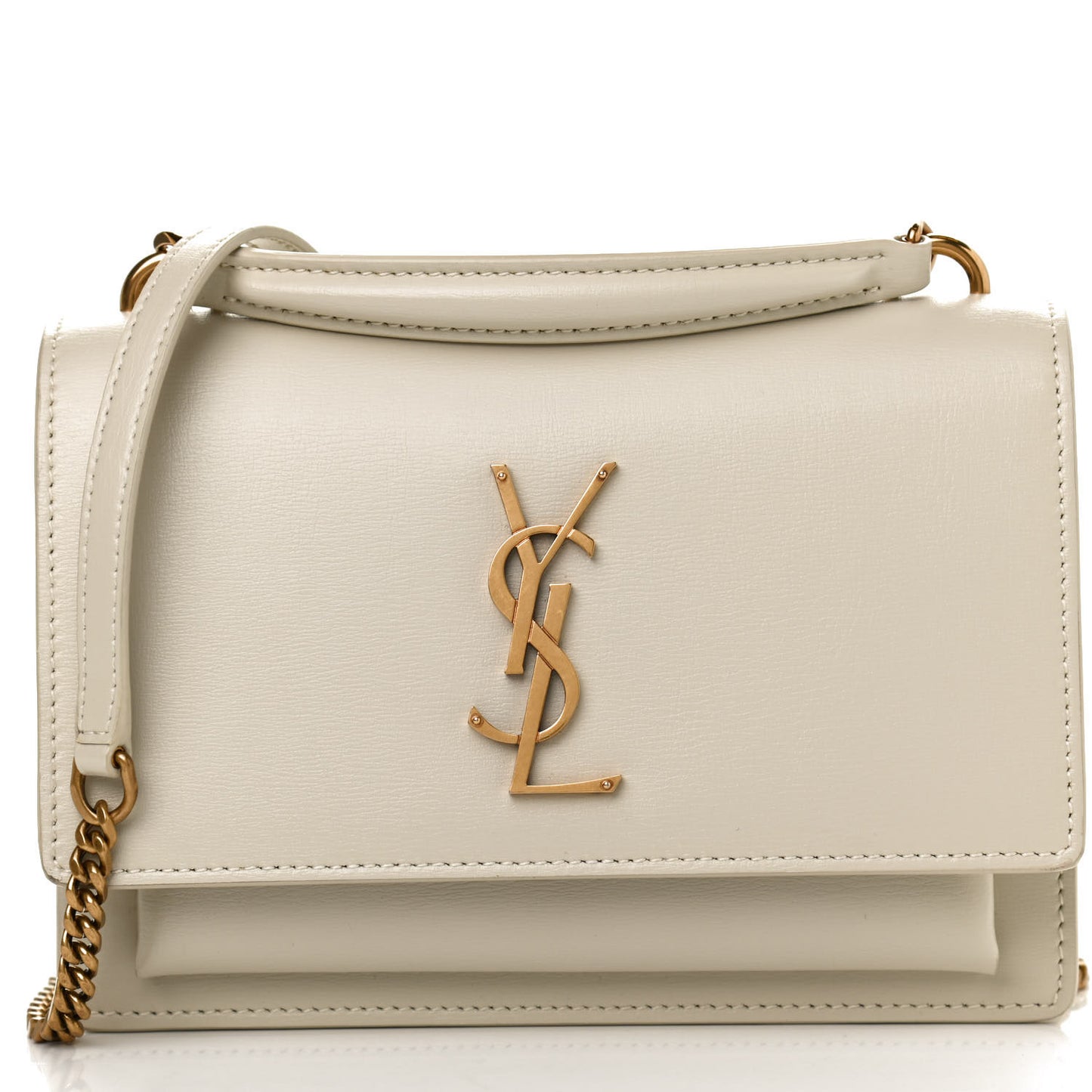 Calfskin Monogram Sunset Chain Wallet Blanc Vintage
