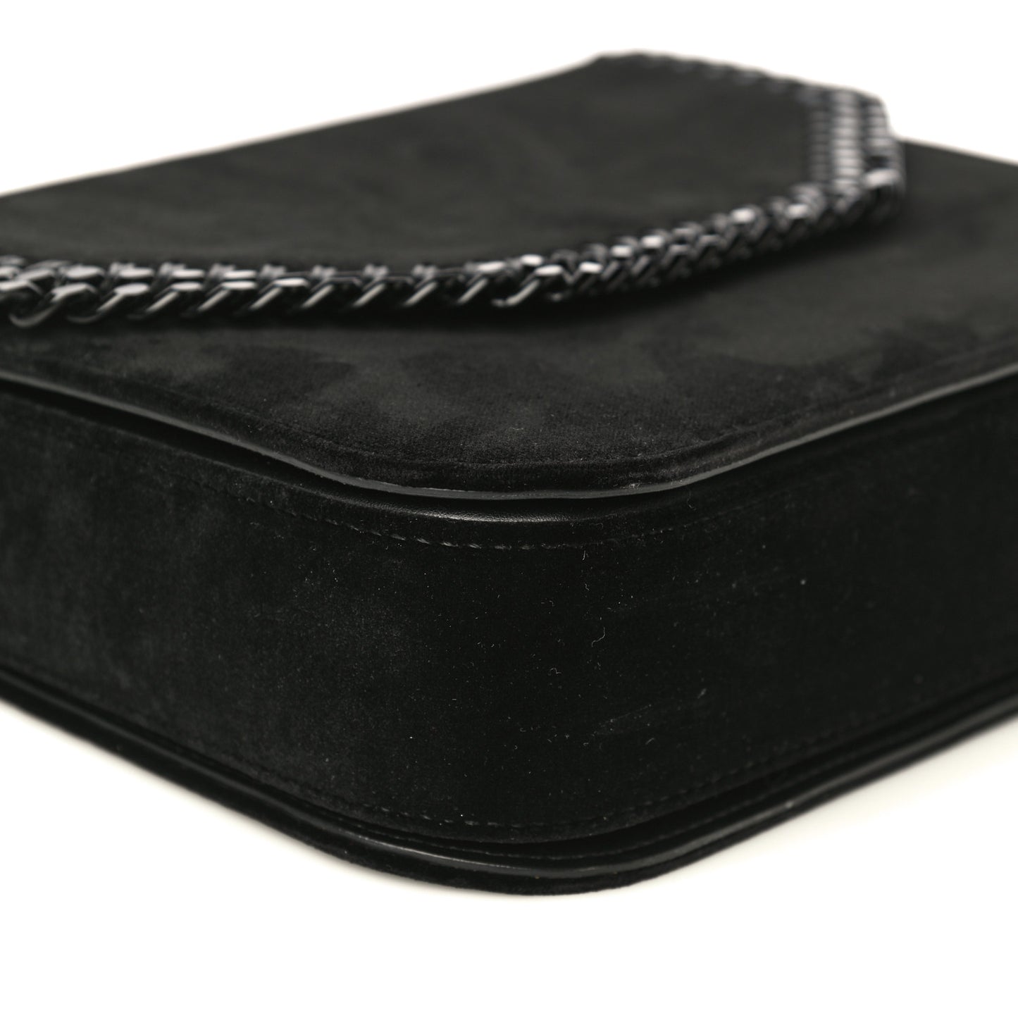 Velvet Effect Medium Falabella Box Shoulder Bag Black