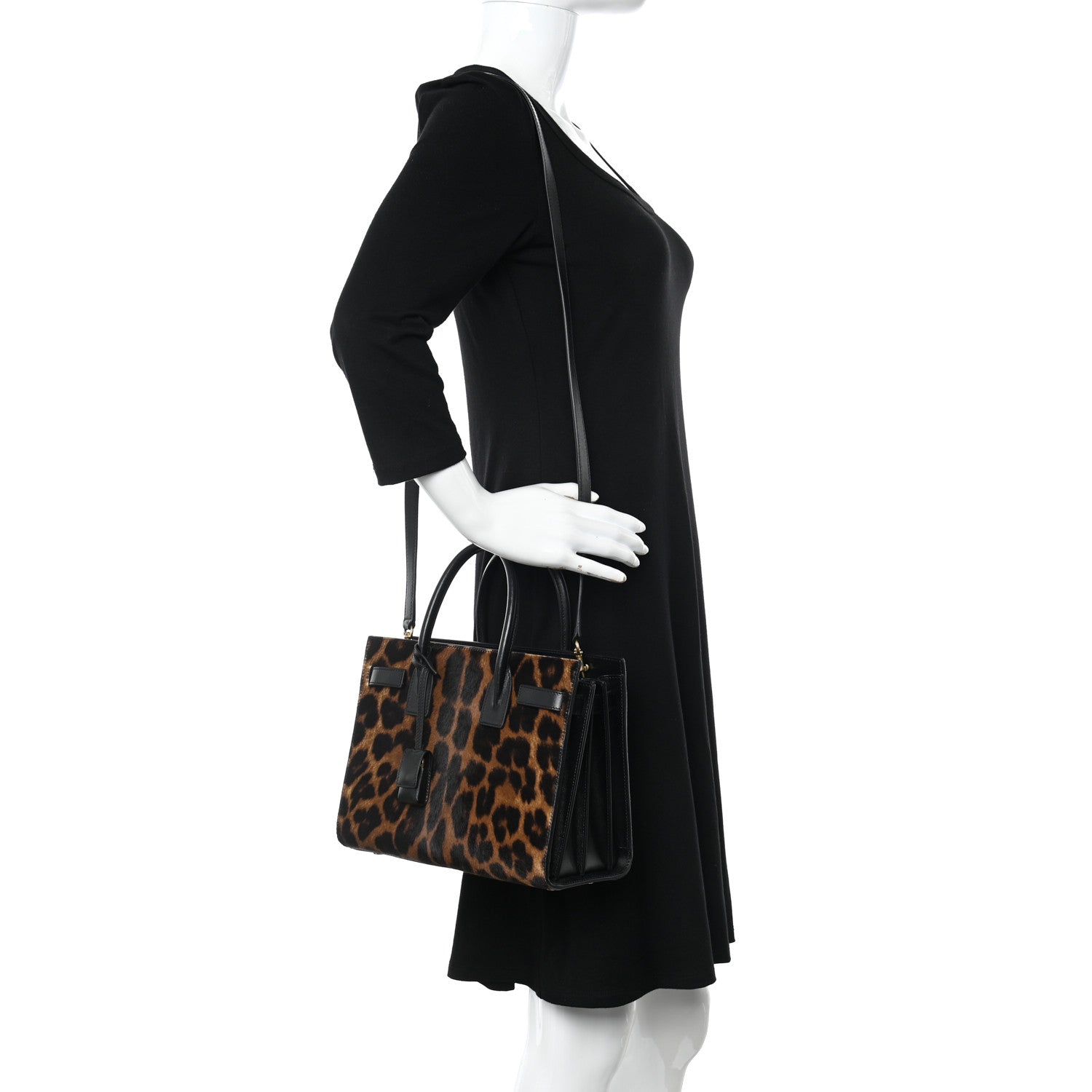 Saint Laurent Pony Effect Calfskin Leopard Print Baby Supple Sac De Jour 2 of 9