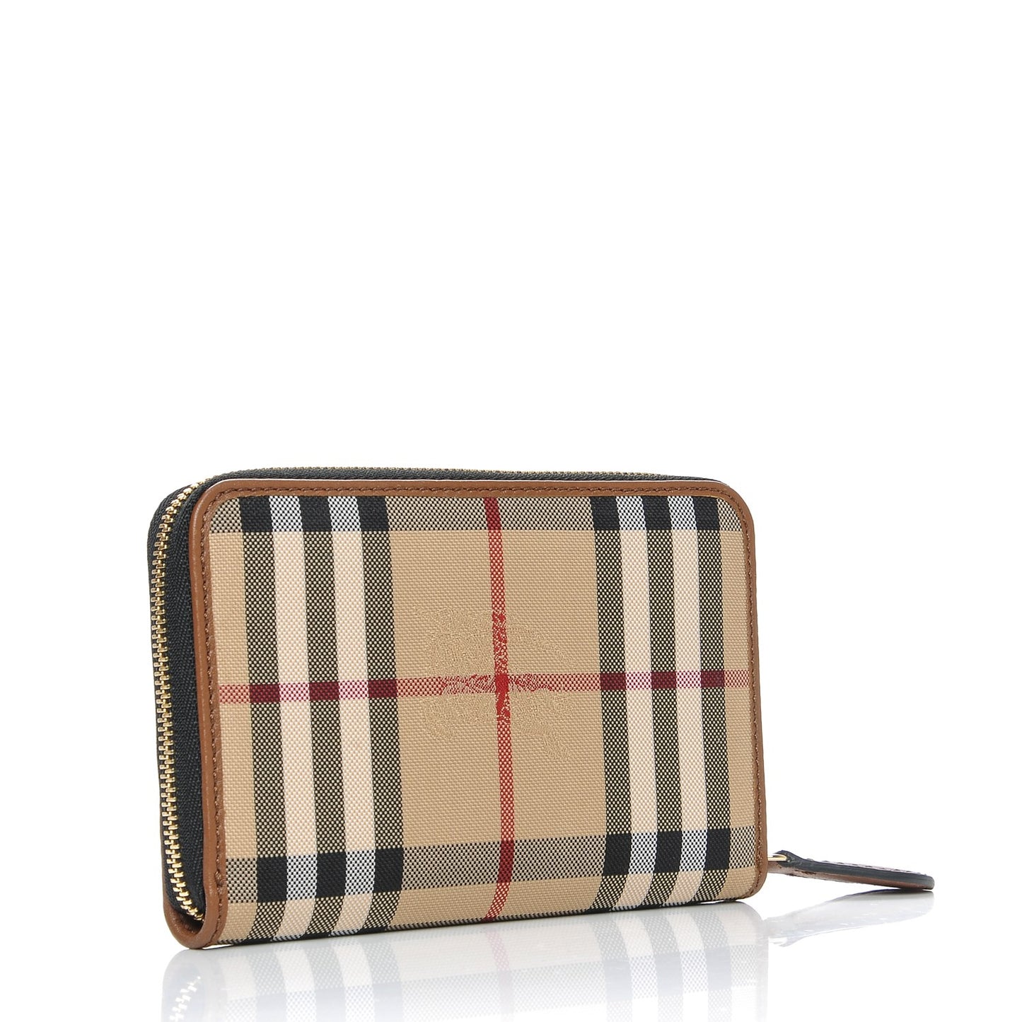 Calfskin Horseferry Check Medium Marston Zip Around Wallet Tan