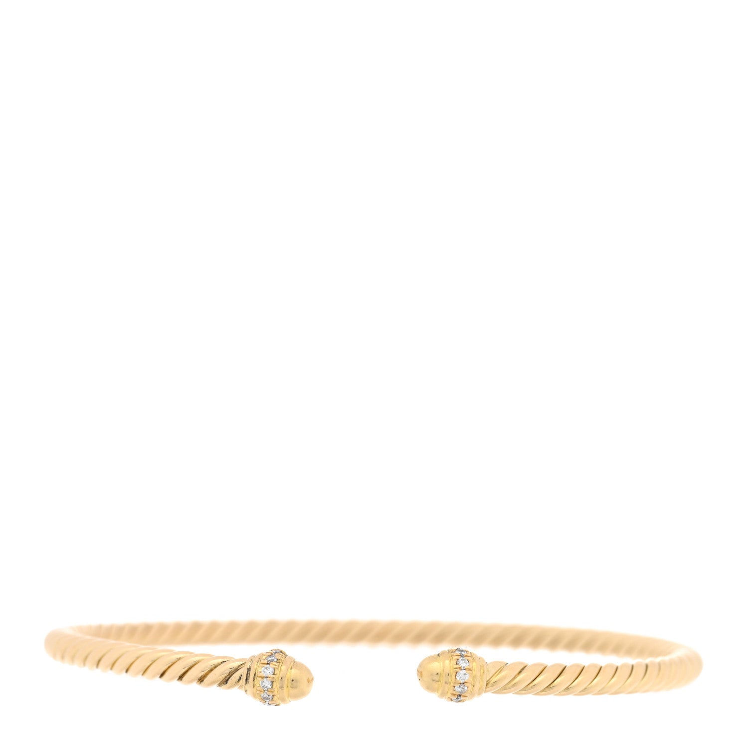David Yurman 18K Yellow Gold Diamond 3mm Cablespira Bracelet 1 of 4