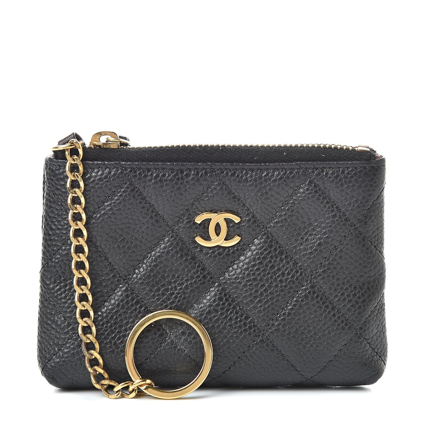 Caviar Quilted Key Holder Case Black