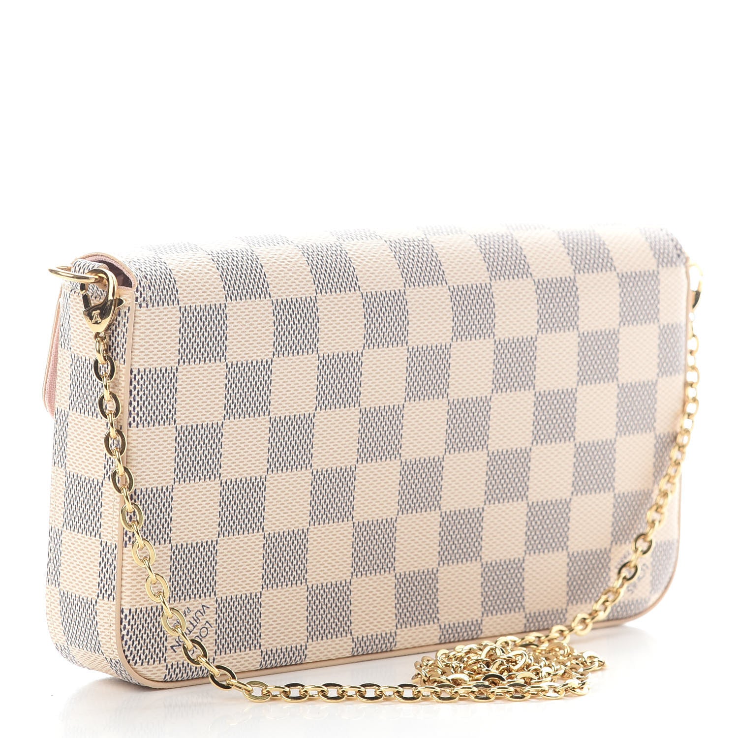 Louis Vuitton Damier Azur Pochette Felicie Chain Wallet Rose Ballerine 4 of 8