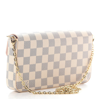 Louis Vuitton Damier Azur Pochette Felicie Chain Wallet Rose Ballerine 4 of 8