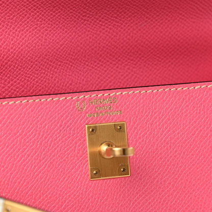 Hermes Epsom Bi-Color Horseshoe Kelly Sellier 25 Rose Azalee Craie 5 of 10