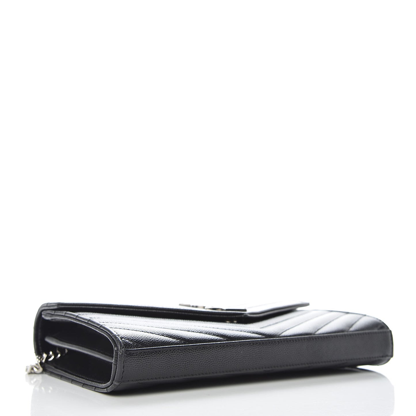 Grain De Poudre Matelasse Chevron Monogram Chain Wallet Black