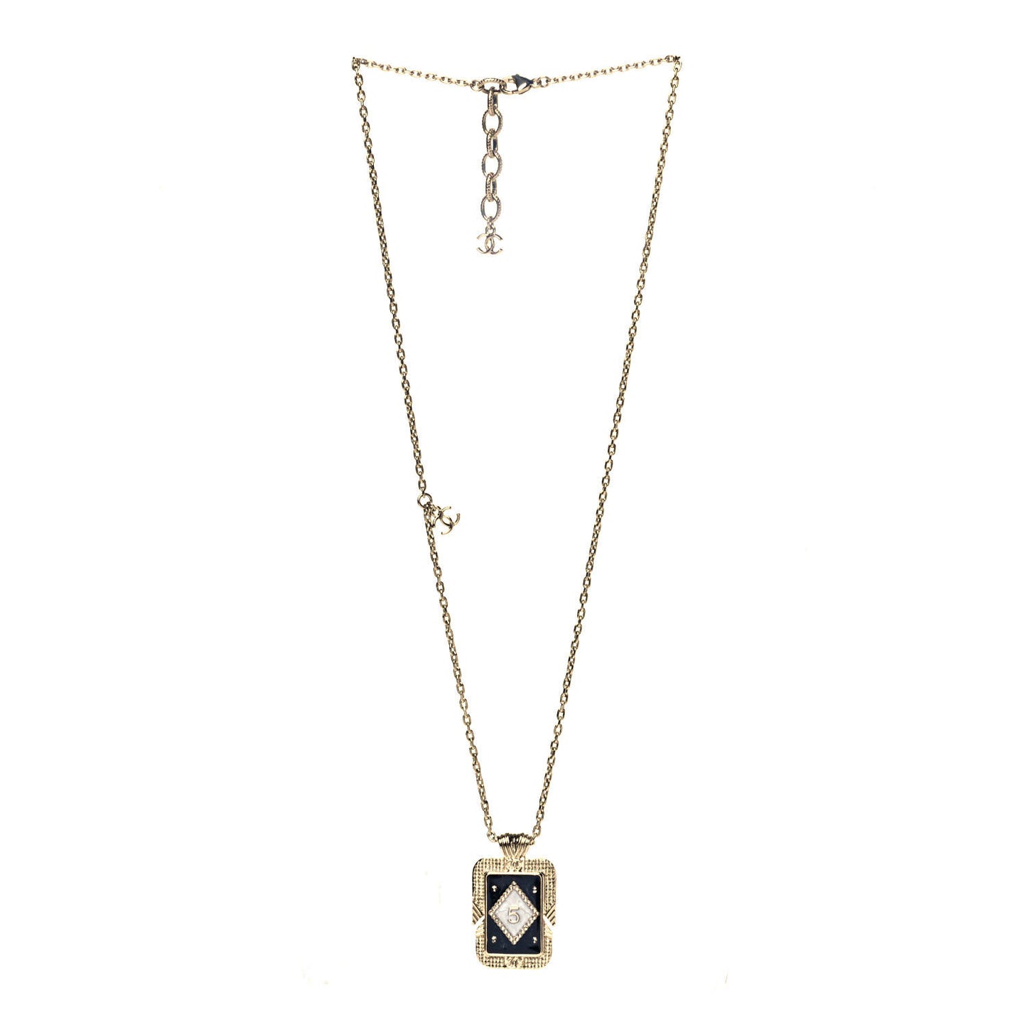 Metal Resin Enamel Crystal CC Necklace Gold Black White