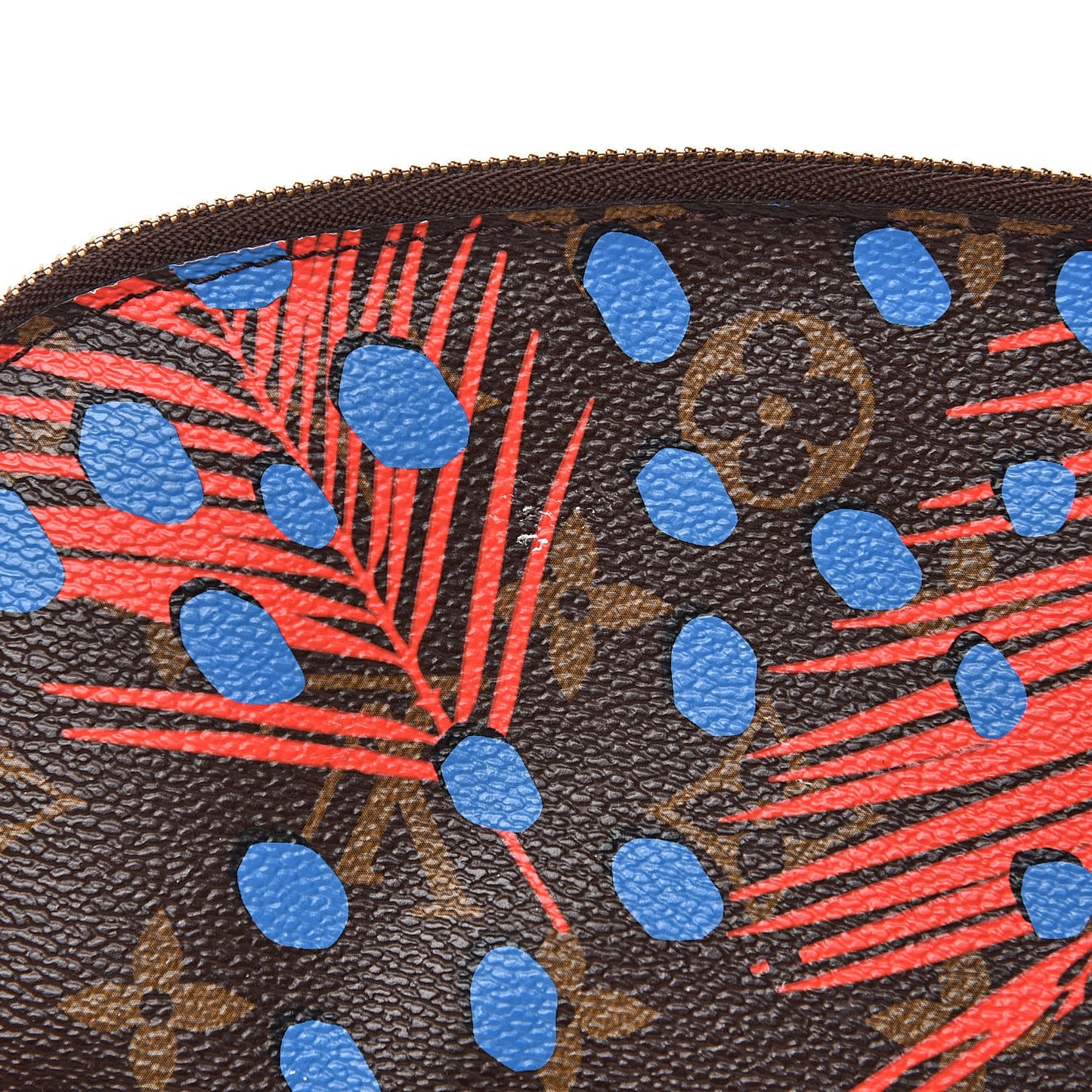 Monogram Jungle Dots Cosmetic Pouch Coquelicot Denim