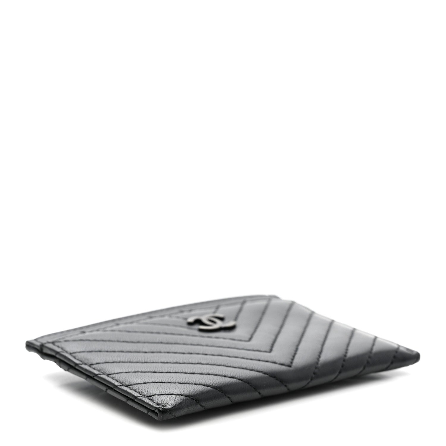 Chanel Lambskin Chevron Quilted Card Holder So Black 4 of 8