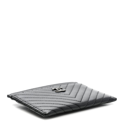 Chanel Lambskin Chevron Quilted Card Holder So Black 4 of 8