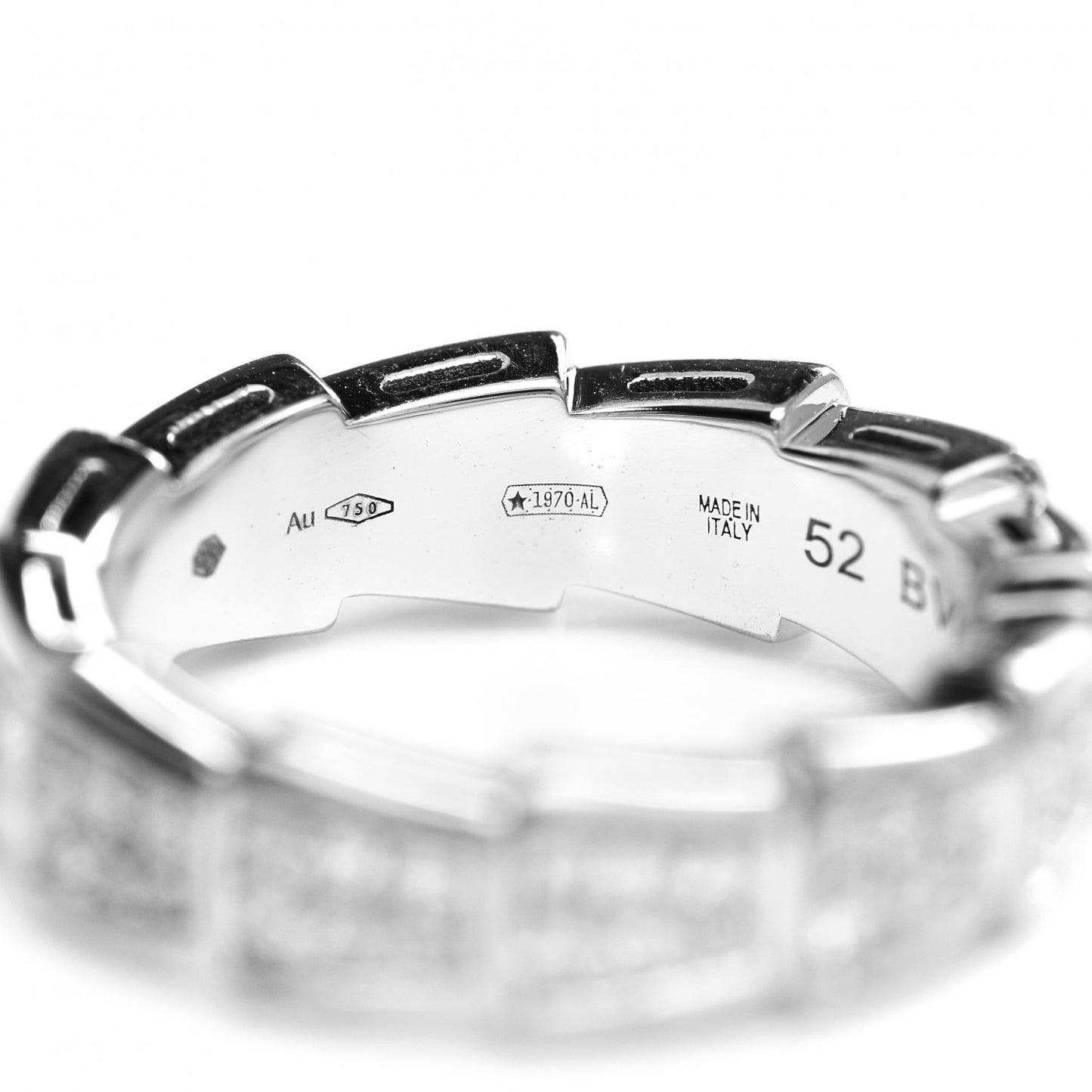 18K White Gold Diamond Serpenti Viper Pave Ring 52 6