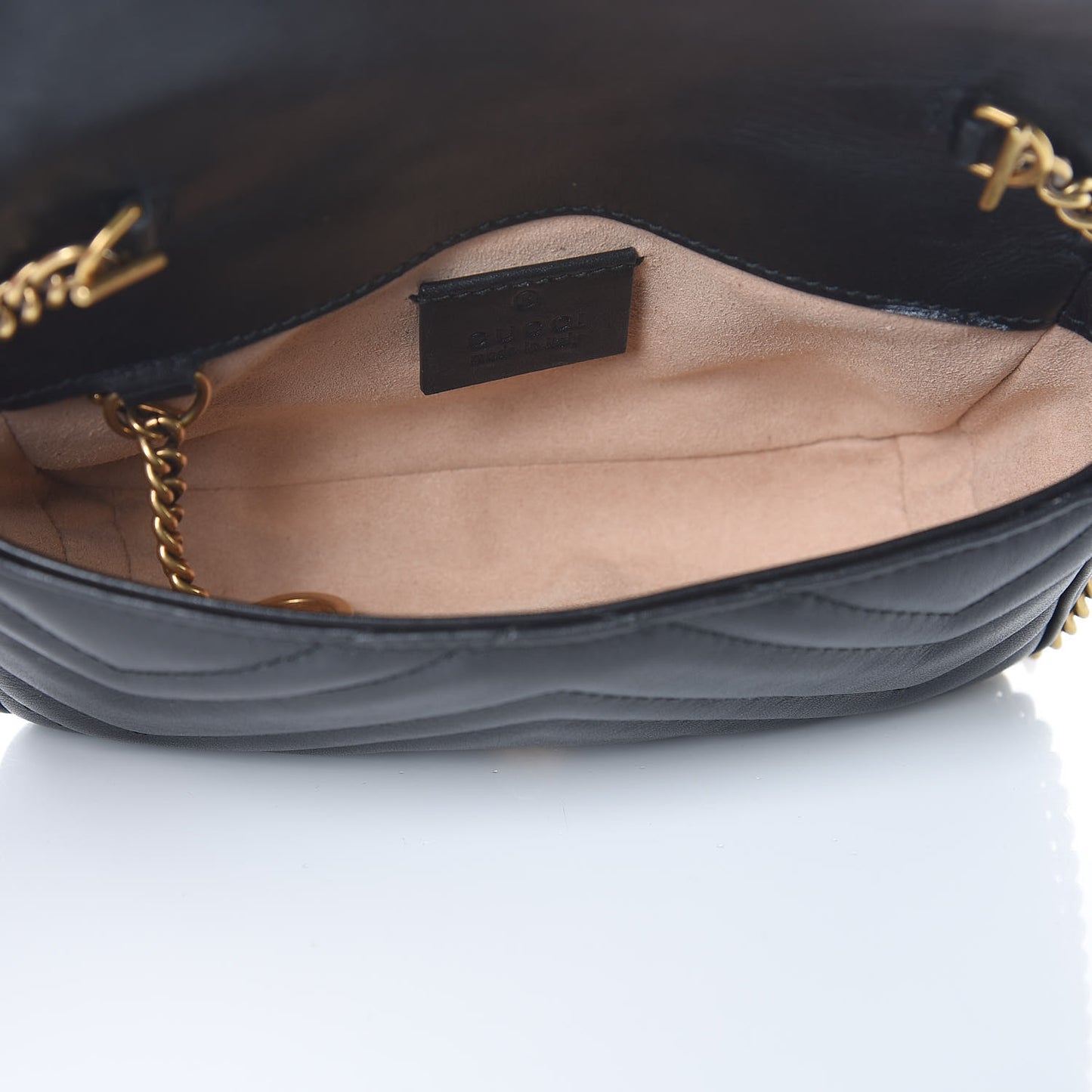 Calfskin Matelasse Super Mini GG Marmont Shoulder Bag Black