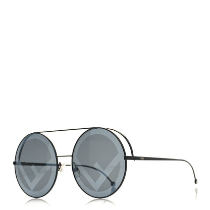 Fendi Metal F is Fendi Printed Run Away Round Frame Sunglasses FF 0285/S Black 1 of 7