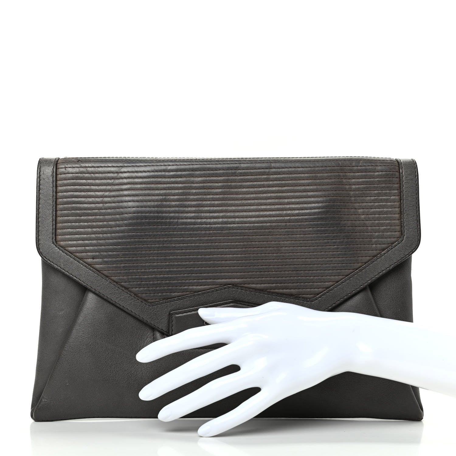 Givenchy Calfskin Stitched Antigona Envelope Clutch Grey 2 of 8