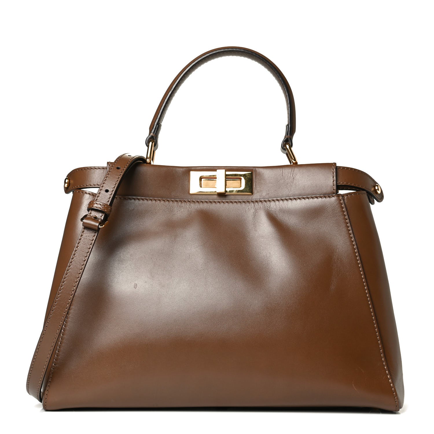 Fendi Vitello Morgan Fabric Jacquard Pequin Medium Peekaboo Iconic Satchel Foresta Tobacco Black 1 of 12