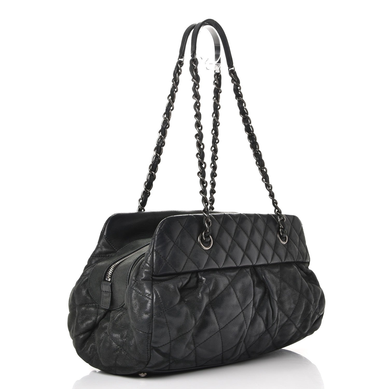 Chanel Iridescent Calfskin Chic Quilt Bowling Bag Black 3 of 8