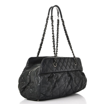 Chanel Iridescent Calfskin Chic Quilt Bowling Bag Black 3 of 8