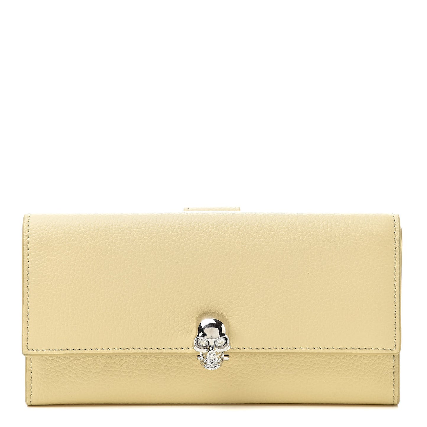 Small Grained Calfskin Skull Continental Wallet Lemon