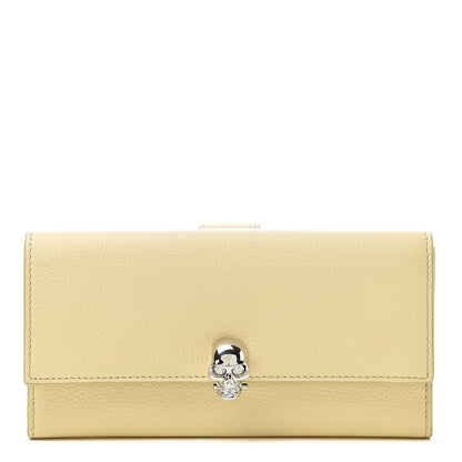 Alexander McQueen Small Grained Calfskin Skull Continental Wallet Lemon 1 of 9