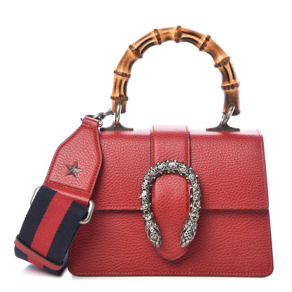 Gucci Dollar Calfskin Crystal Web Mini Dionysus Bamboo Top Handle Bag Hibiscus Red 1 of 10